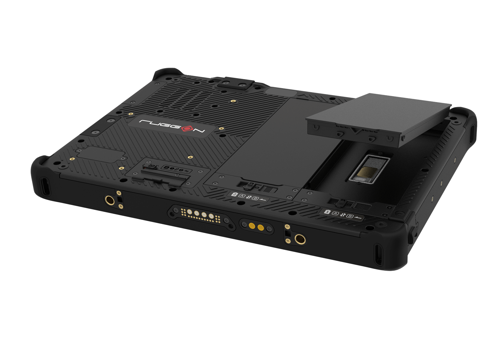 Designed for security applications, RuggON rugged tablet is equipped with OCR barcode reader, fingerprint reader and NFC