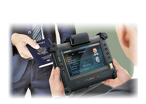 RuggON PM-311B rugged tablet with fingerprint reader, MRZ reader and multiple security functions.