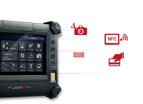 RuggON PM-311B rugged tablet with fingerprint reader, MRZ reader and multiple security functions.